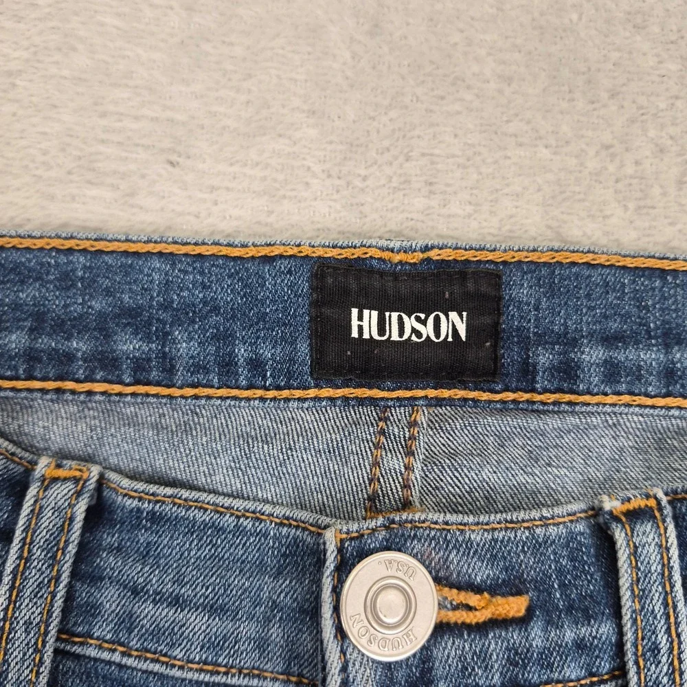 Hudson 28 Harper High Rise Crop Bootcut Jeans Medium Wash Distressed Denim